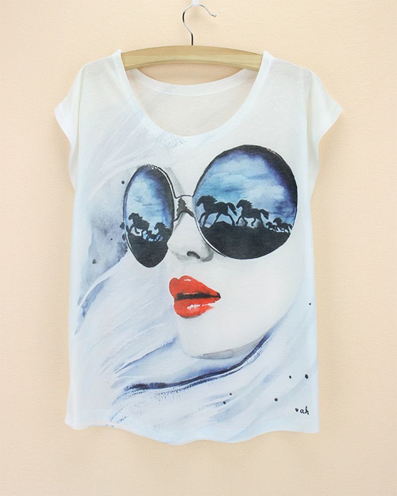 wholesale white hair black sunglasses horse shirts for women red