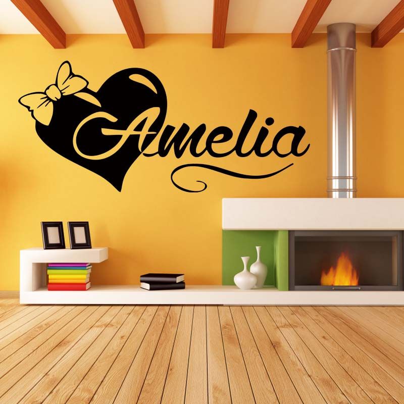 personalized custom name love heart girls bedroom funny wall