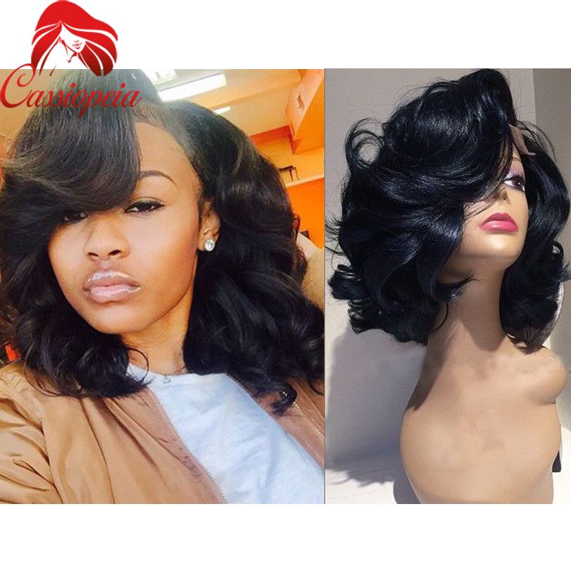 8a Short Human Hair Bob Body Wave Wig Glueless Full Lace Human Hair Wig For Black Women Virgin Malaysian Wavy Front Lace Wig Bob Long Curly Full Lace Wigs Large Wigs From