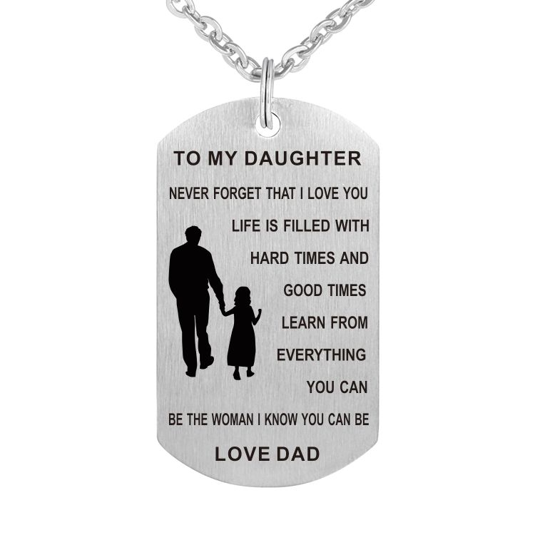 Father and Child Pendant Necklace Gift on Birthday Christmas New Year Daughter I Pray You Will Always Be Safe Quotes Dog Tag Customized