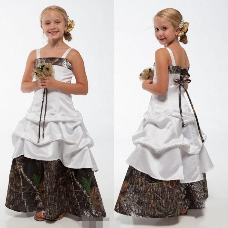 white camo flower girl dresses