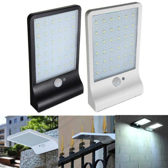 Rue 36 Jardin Sécurité Lumière Capteur Étanche Lampe Mur Pir Extérieur De Solaire Mouvement Led 450lm IW9D2EH