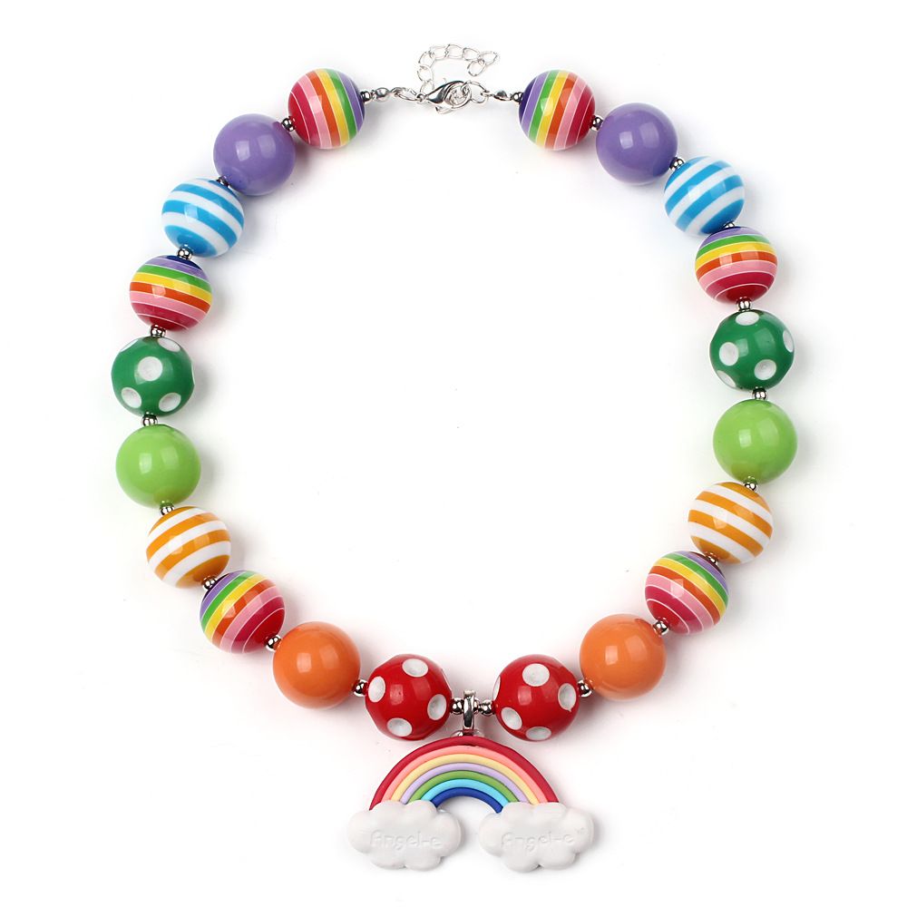 2020 Rainbow Baby Girls Chunky Bubblegum Beads Necklace ...