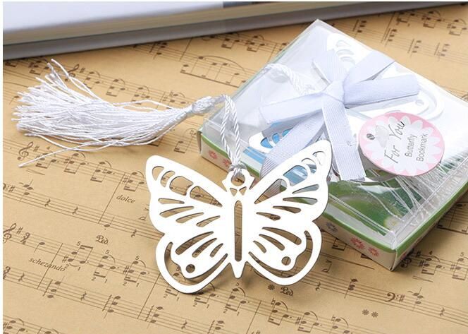 Metal Silver Butterfly Bookmark Bookmarks White Tassels Wedding