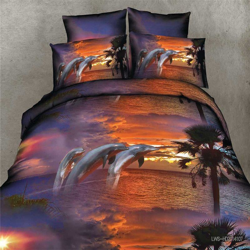 Whole Real 3d Dolphin Bedding Set Duvet Doona Cover Bed Sheet Whole Real 3d Dolphin Bedding Set Duvet Doona Cover Bed Sheet Pillow Cases Queen Size Velvety Bedclothes Microfiber King Pretty