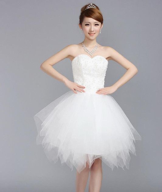 Sweetheart Tulle Short Wedding Dress