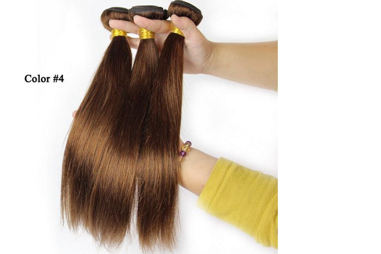 Brazilian Virgin Hair Straight 3 Bundles Light Chestnut Brown