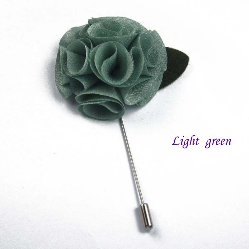 !Handmade Fabric rose Flower with leaf stick pin men suit long brooch pin
