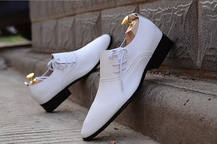 white leather court shoes