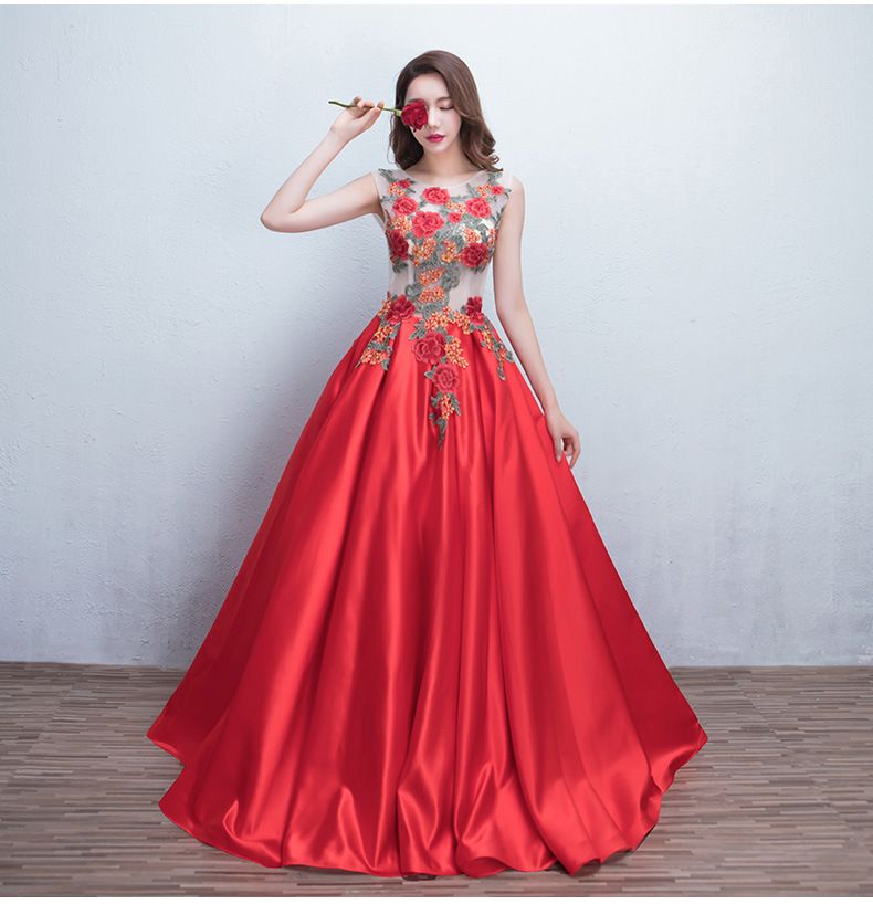 red roses prom dress