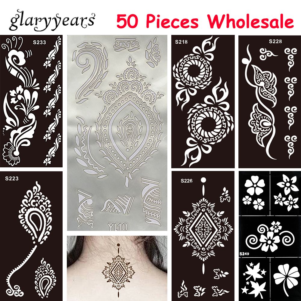 Wholesale Wholesale Medium Hollow Henna Tattoo Stencil Paste Drawing