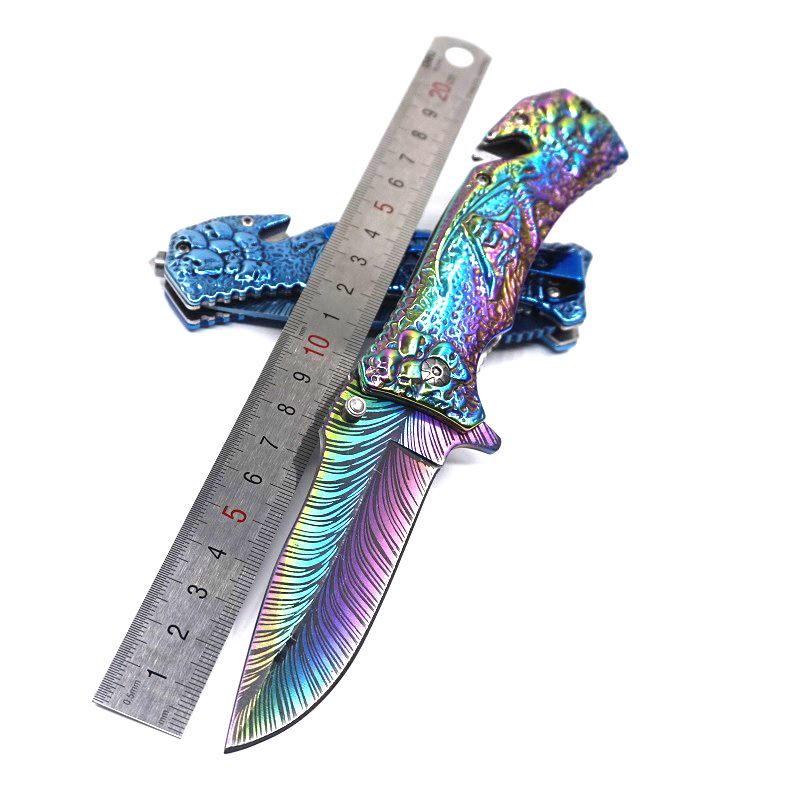 Sharp Cool Rainbow Colorful Tactical Folding Blade Knife 5Cr15Mov