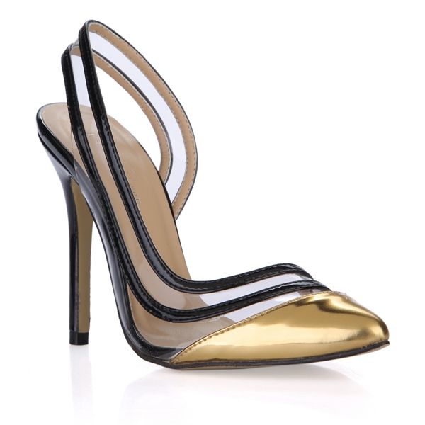 Gold Black Women Dress Pumps Summer 