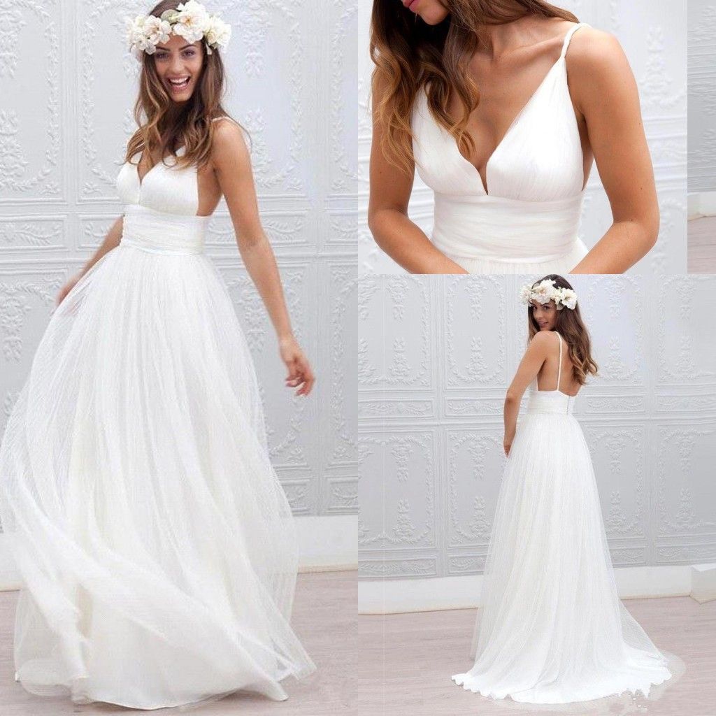 Discount 2017 Cheap Summer Beach Bohemian A Line Wedding Dresses