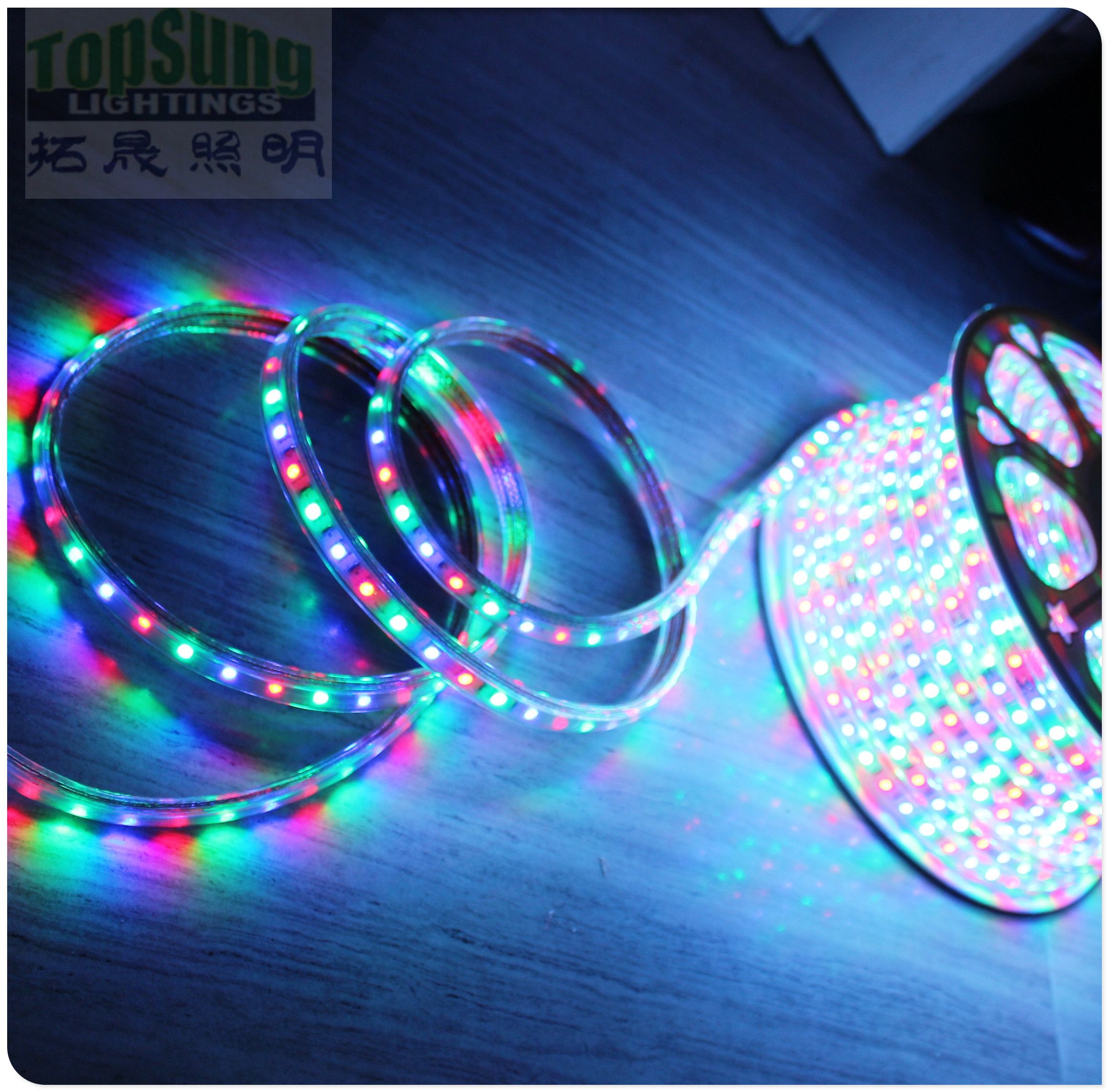 50m Spool 110v 220v AC Led Strip Flexible 5050 SMD RGB Chasing Rope