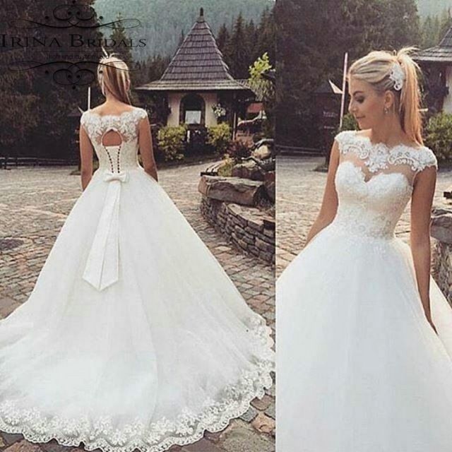 compre 2017 nueva llegada sheer vestidos de novia casquillo de la