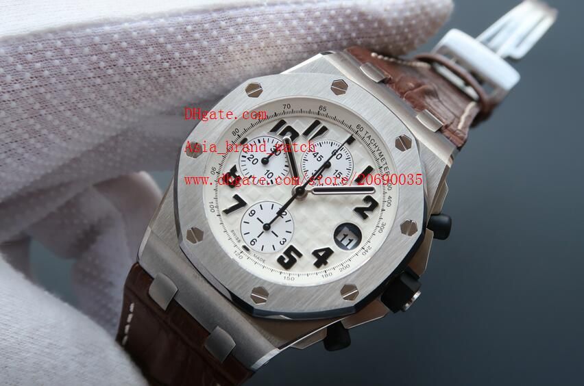 Factory Supplier Luxury AAA Brand 42mm Quartz Movement Stopwatch Brwon Leather Band Original