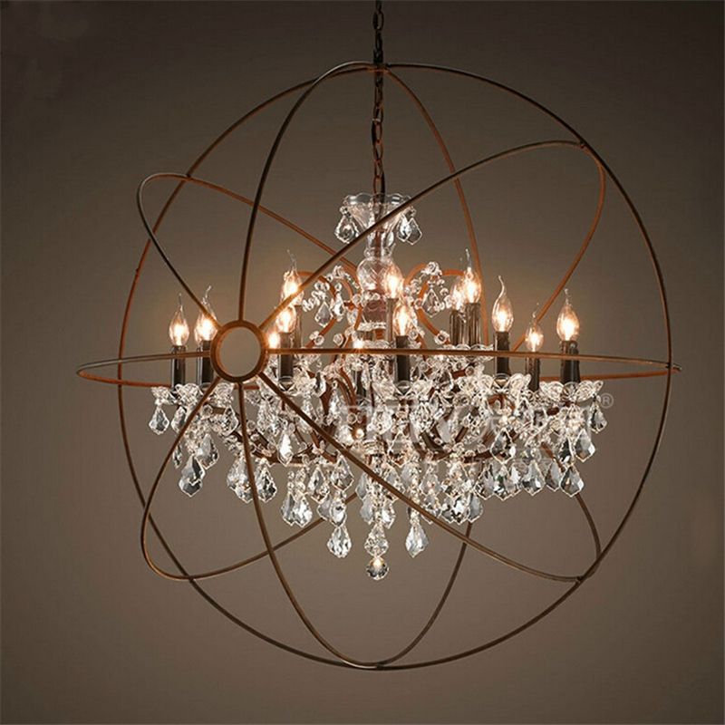 Country Hardware Vintage Orb Crystal Chandelier Lighting Rh Rustic Country Hardware Vintage Orb Crystal Chandelier Lighting Rh Rustic Iron Candle Chandeliers Light Globe Led Pendant Lamp Home Decoration Island