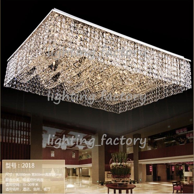 New Flush Mount Living Room Light Rectangular Crystal Chandelier New Flush Mount Living Room Light Rectangular Crystal Chandelier Ceiling Fixtures Large Modern Hotel Lobby Girls Country