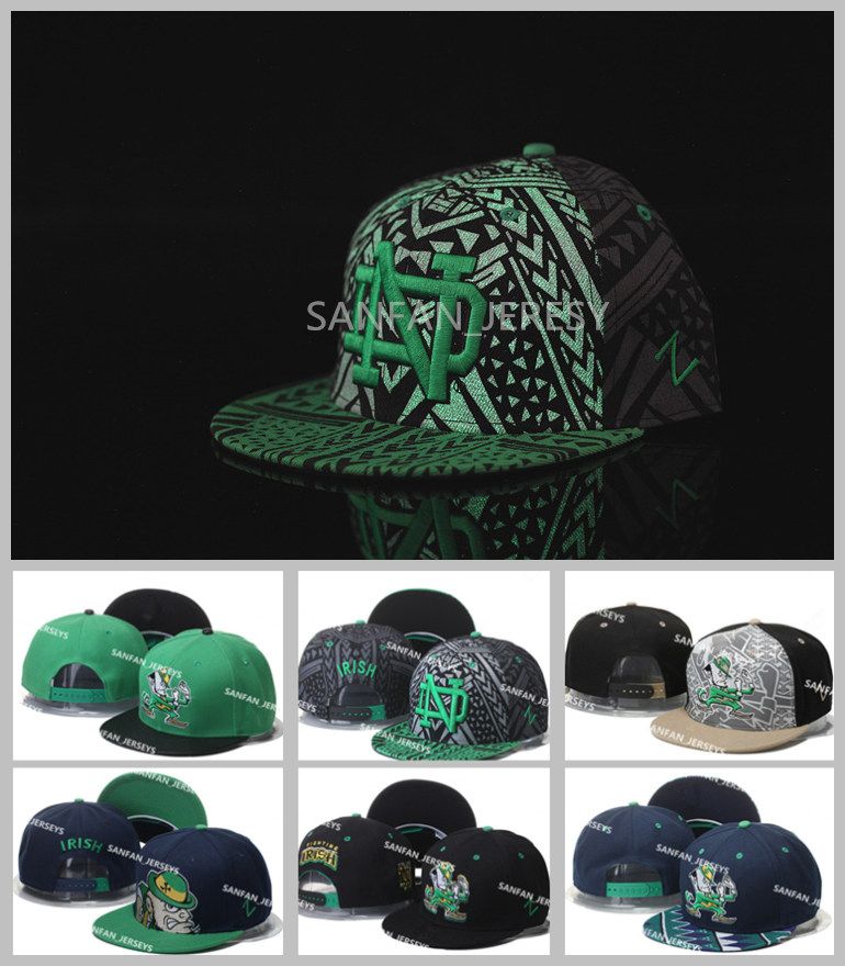 Wholesale All Teams NCAA Notre Dame Snapbacks Hats Black Green Fighting