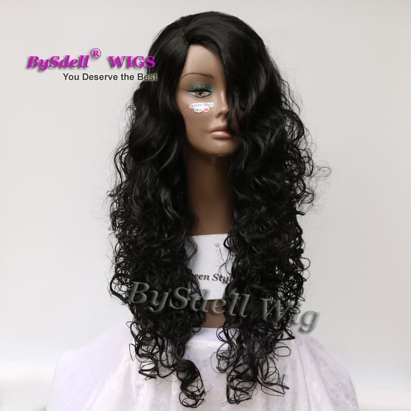 Long Black Deep Water Curly Hairstyle Wig Synthetic Heat Resistant
