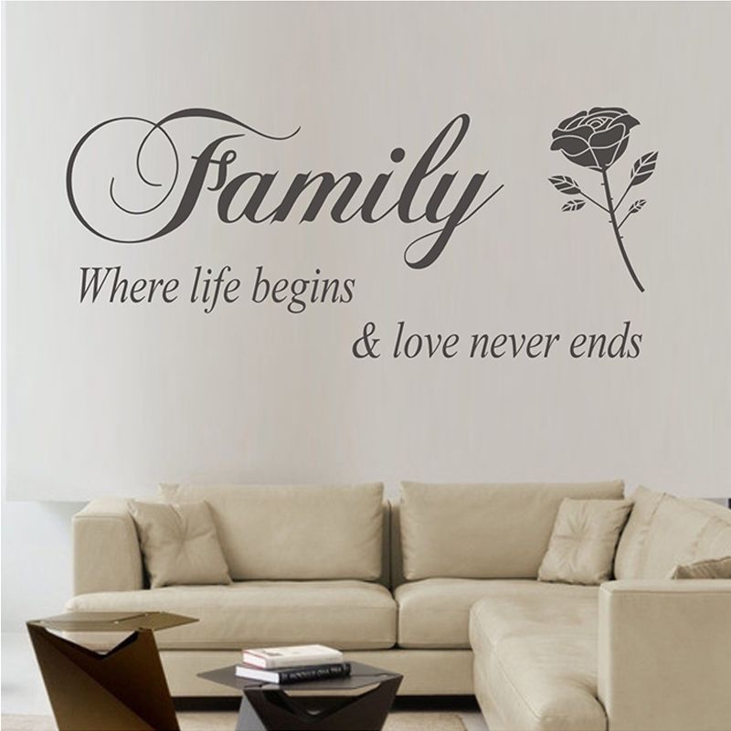family where life begins love never ends quotes wall stickers home