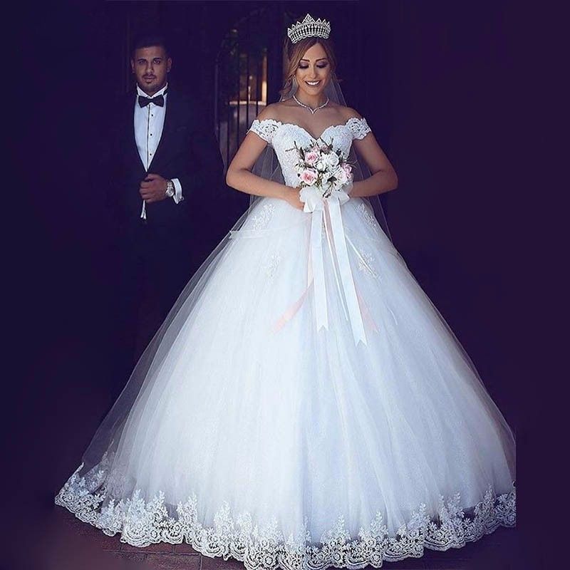 illusion off the shoulder wedding dress