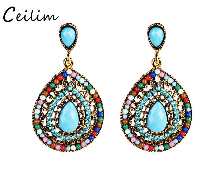 2019 New Bohemian Rhinestone Crystal Chandelier Statement Earrings 2019 New Bohemian Rhinestone Crystal Chandelier Statement Earrings Water Drop Shaped Vintage Dangle Earring For Women Fashion Jewelry Ear Rings From