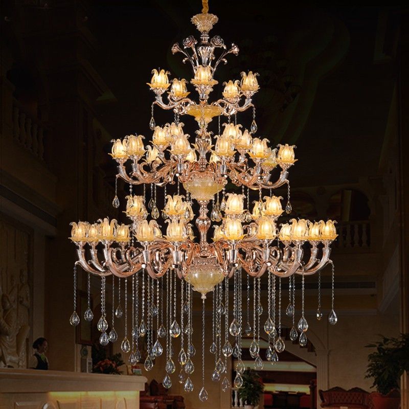 Hotel Light Candelabro Extra Long Large Chandelier Villa Living Room Hotel Light Candelabro Extra Long Large Chandelier Villa Living Room Staircase Crystal Res White Candle Holders Lamp Kitchen
