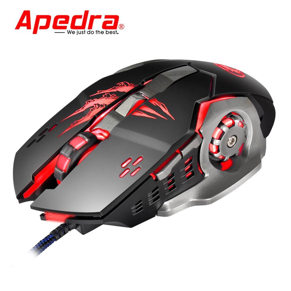2019 apedra a8 wired gaming mouse 3200dpi usb optical mouse 6 button