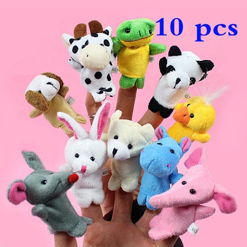 Cute Cartoon Animal Finger Puppet Biological Animal Finger Puppet Plush Toys Child Baby Favor