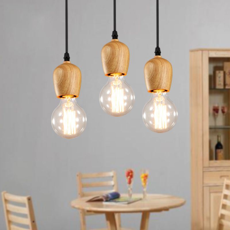Modern Oak Wood Pendant Lights Vintage Cord Lamp Hanging Modern Oak Wood Pendant Lights Vintage Cord Lamp Hanging Kitchen Light Fixture Black Wire Suspension Luminaire Green Red