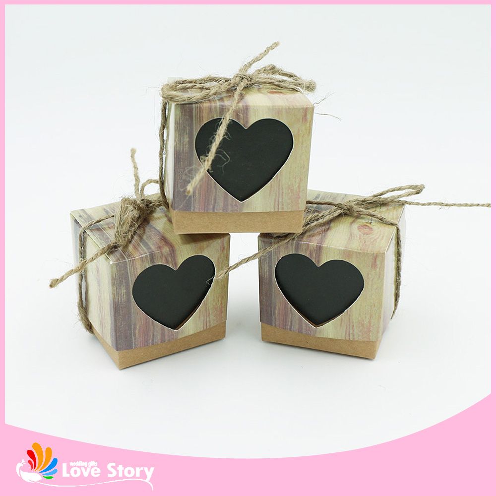 Wholesale 2016 New Sweet Heart Love Rustic Kraft Wedding Favors Gift