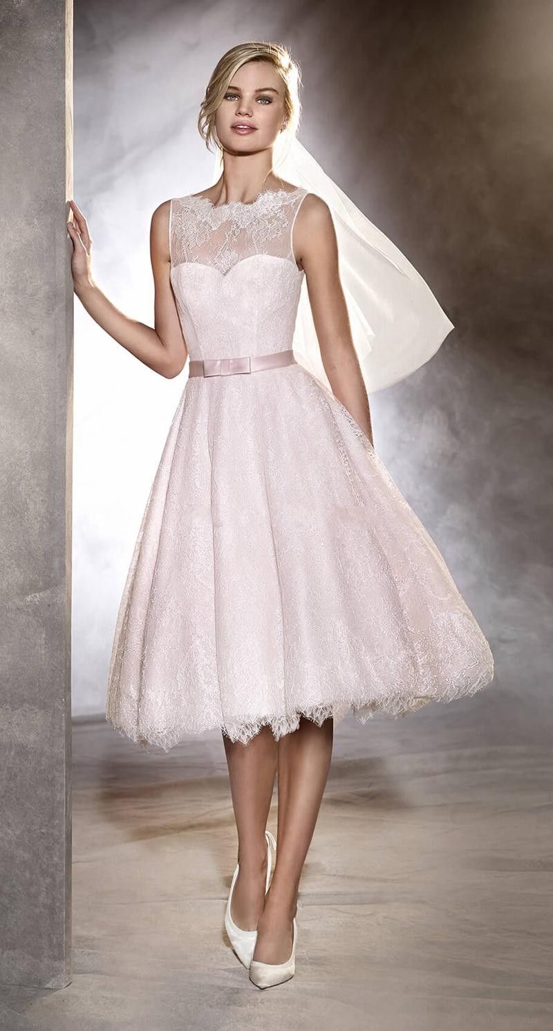 short blush wedding dress