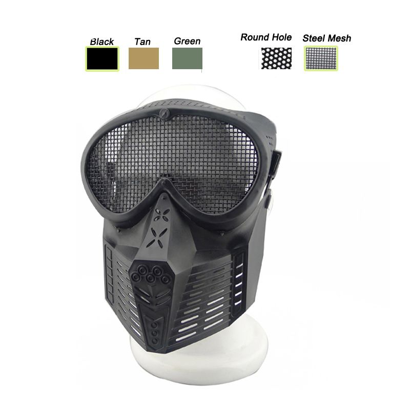 2020 Outdoor Airsoft Shooting Face Protection Gear Metal Steel Wire Mesh Full Face Bee Style