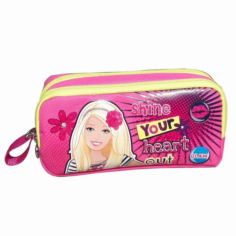 2018 Barbie Pencil Case Polyester Pencil Boxes Two Layer Storage Cases