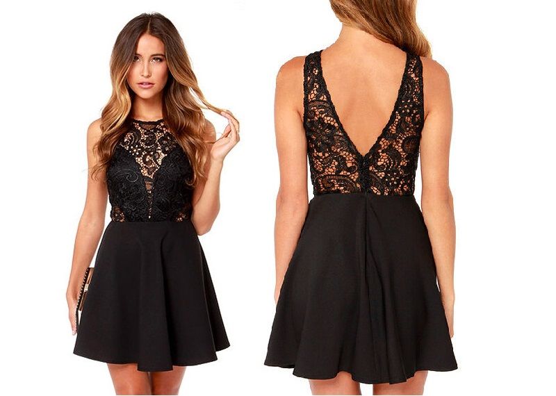 sexy black skater dress