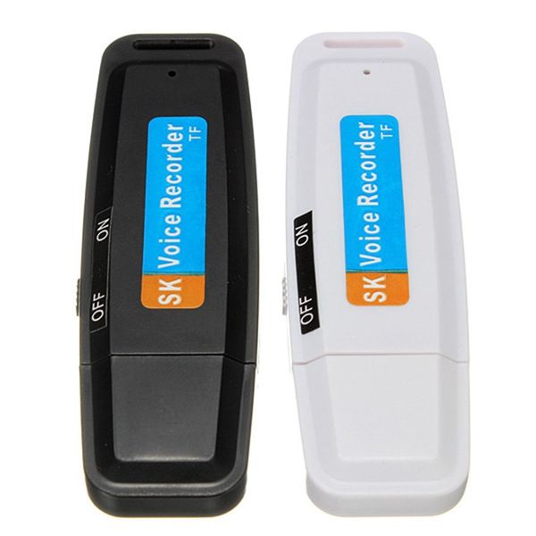 2 i 1 mini USB Disk Digital Audio Röstinspelare Mini USB FLSH Drive Dictaphone Black White Support TF-kort med detaljhandeln