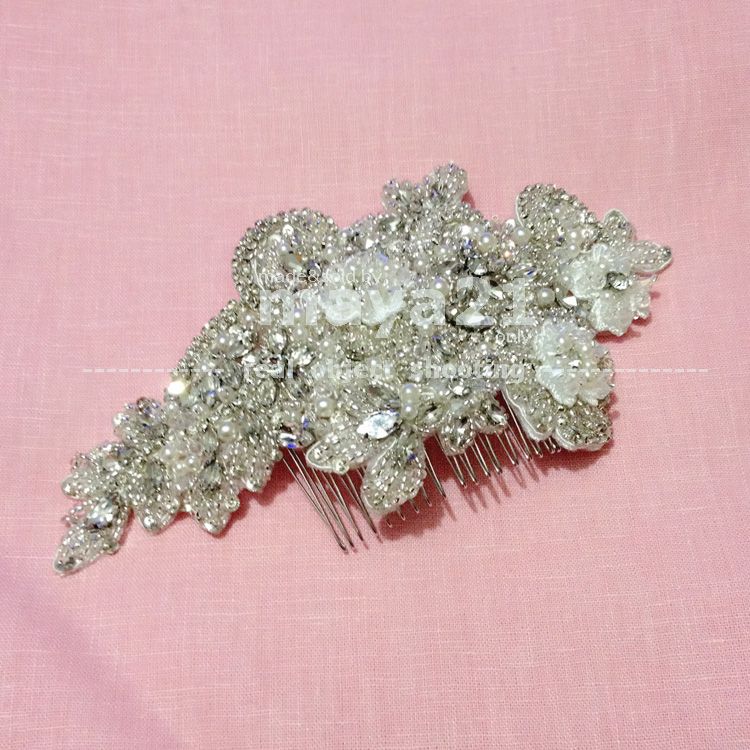 Couture Beaded Floral Comb Bridal Hair Accessories Intricacy Crystal