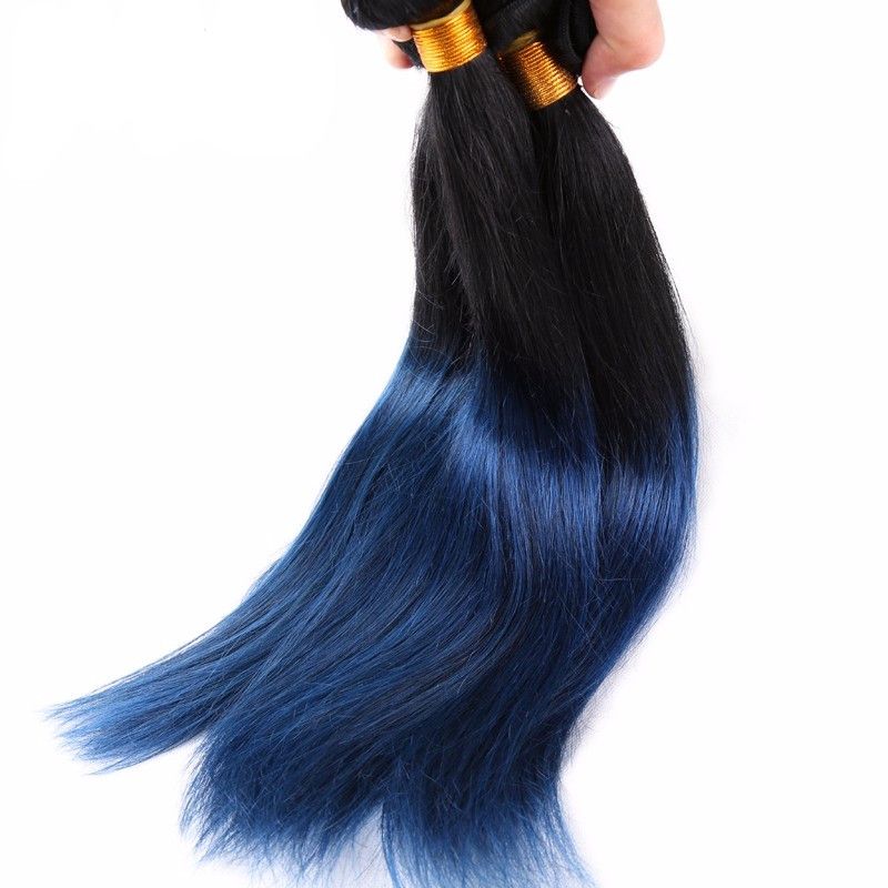 2020 Top Quality 1b Blue Ombre Human Hair Weave Indian Ombre Navy