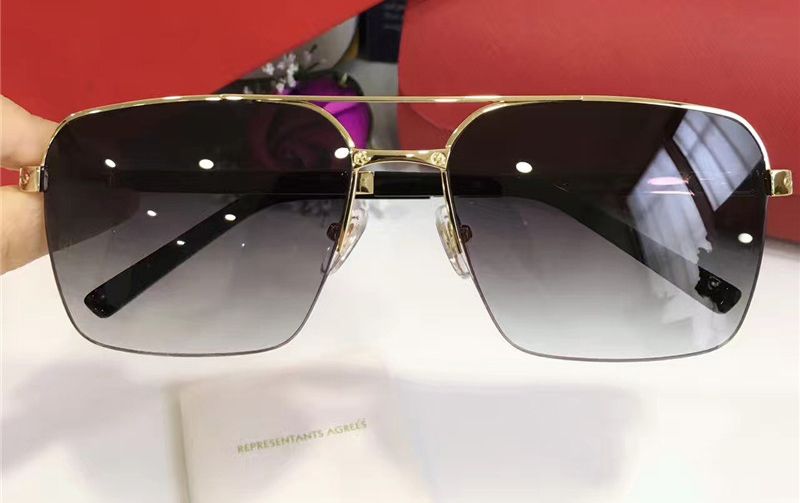 Mens Square Gold Grey Gradient Lens Sunglasses Designer Sunglasses Men
