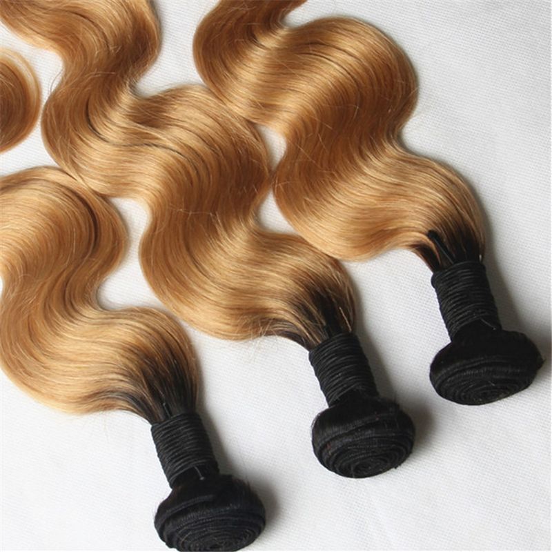 Grosshandel Dark Roots Honey Blonde Ombre Reine Haare 3 Bundles Two Tone 1b 27 Ombre Korperwelle Brasilianische Menschliche Haarwebart Extensions Von