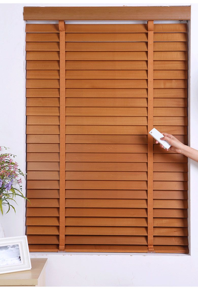2018 Custom Made Motorized Wood Venetian Blinds Real With 50mm 2018 Custom Made Motorized Wood Venetian Blinds Real With 50mm Slats From Rhyline 96 69 Dhgate Com