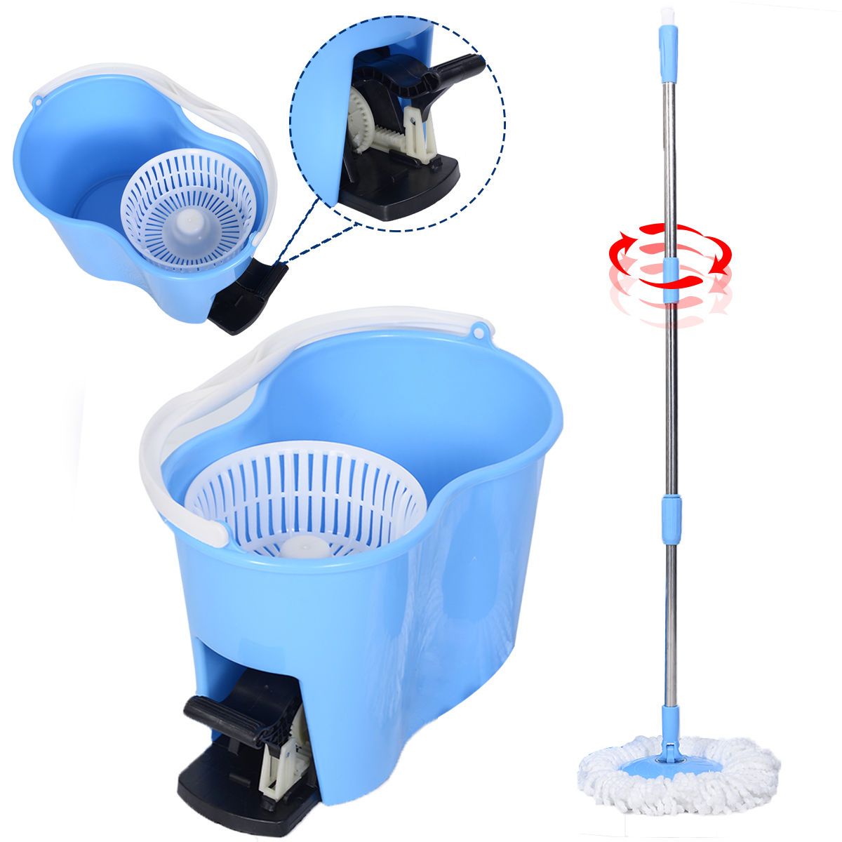 2021 Microfiber Spinning Mop Easy Floor Mop With Bucket 2 Heads 360