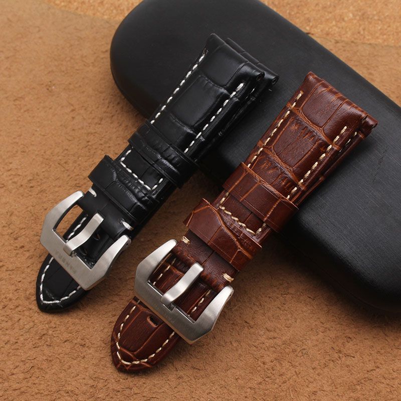 Best Leather Watch Straps >> High Quality Men The Crocodile Grain Stitches Pattern Genuine Best Leather Watch Straps >> High Quality Men The Crocodile Grain Stitches Pattern Genuine