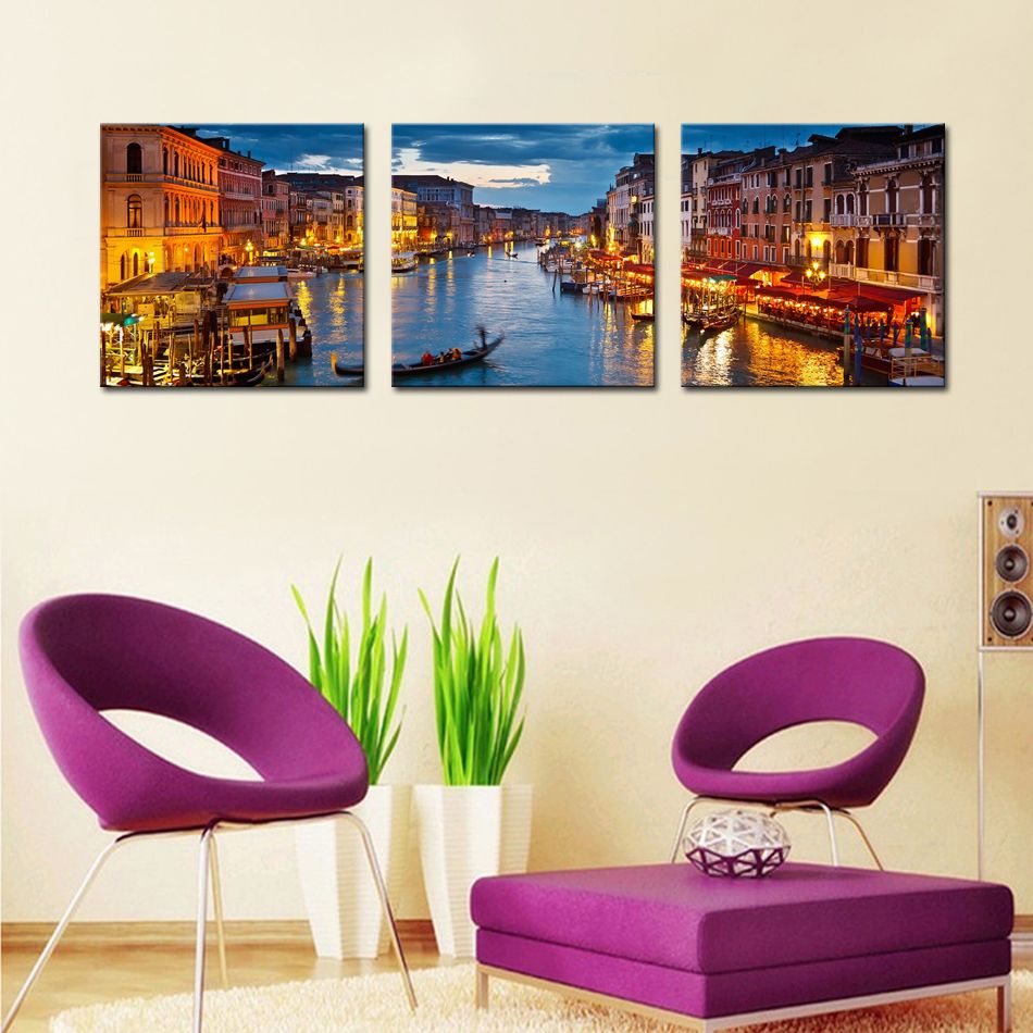 canvas prints 3 panels venice night view canvas paintings artwork