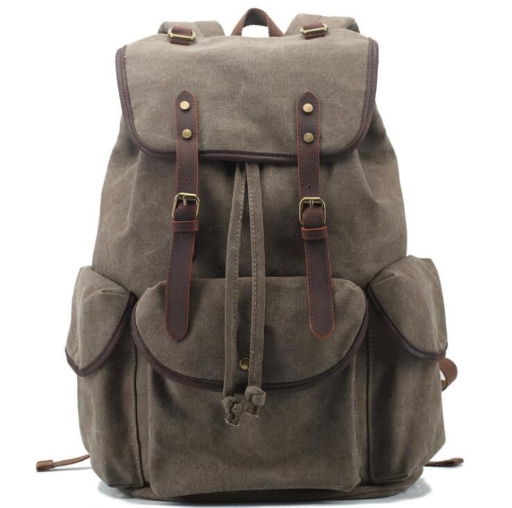 Zaino Vintage Uomo in Tela e in Pelle