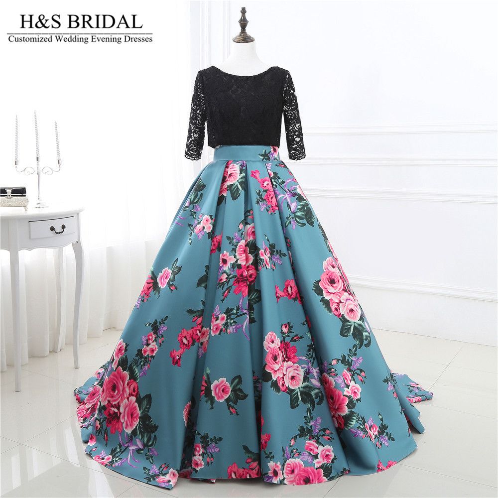 printed ball gown