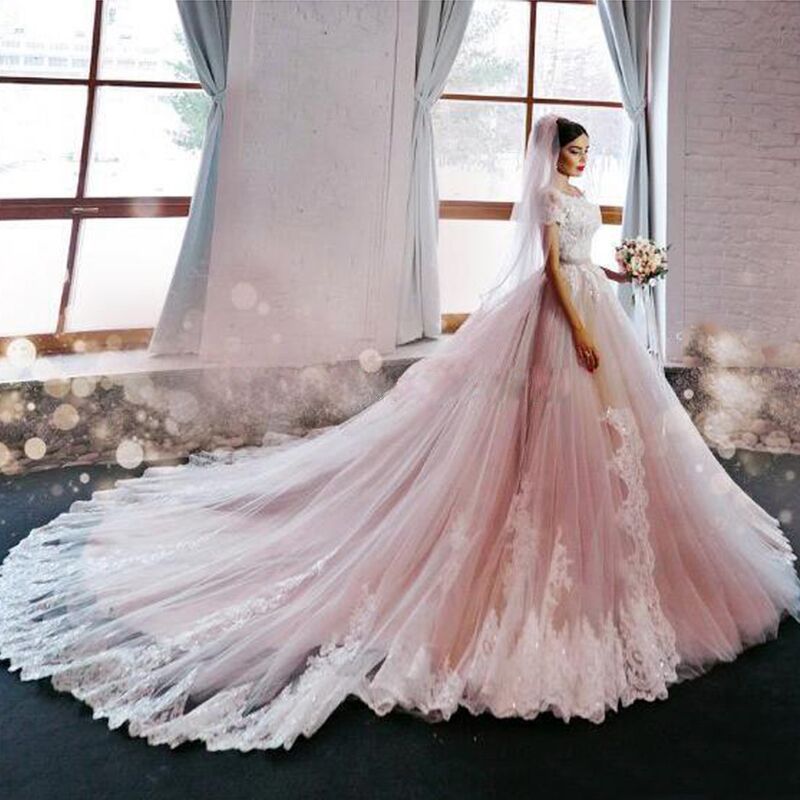 Discount Luxury Blush  Pink  Wedding  Dresses  2019 Off The 