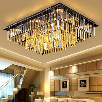 Dimmerabile Lampadari Di Cristallo Moderno Grigio Fumo Di Alta Classe K9 Cristallo Led Lampadario A Soffitto Apparecchio Di Illuminazione Soggiorno - 
